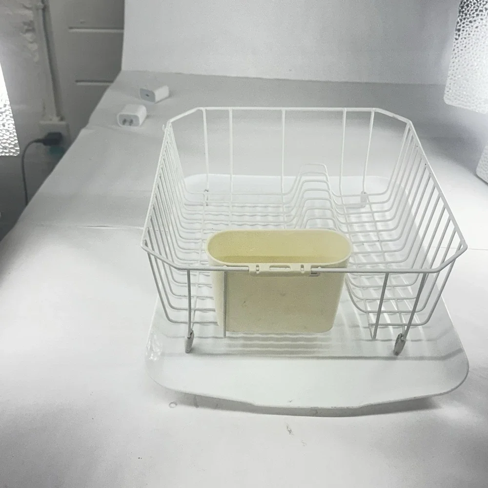 Vintage White Rubbermaid Dish Drainer Drying Rack Coated Wire 12.5
